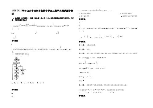 2022年山东省滨州市北镇中学高三数学文测试题含解析