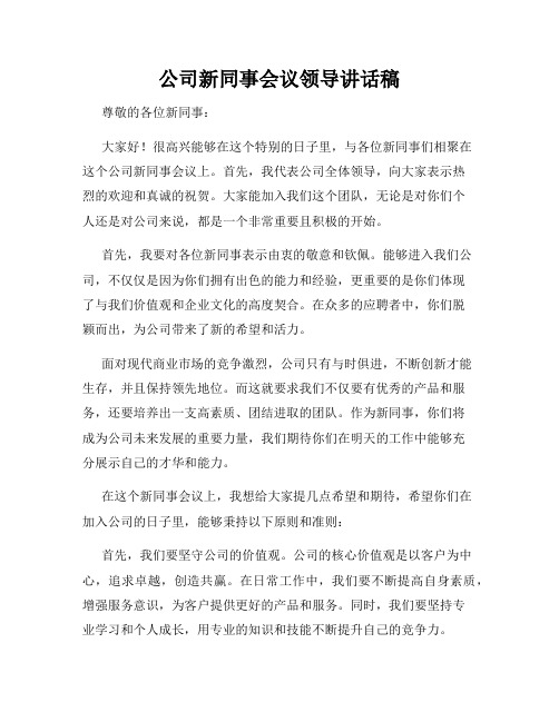 公司新同事会议领导讲话稿