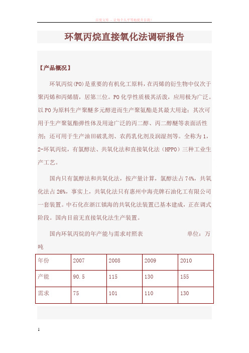 hppo环氧丙烷直接氧化法调研报告 (1)