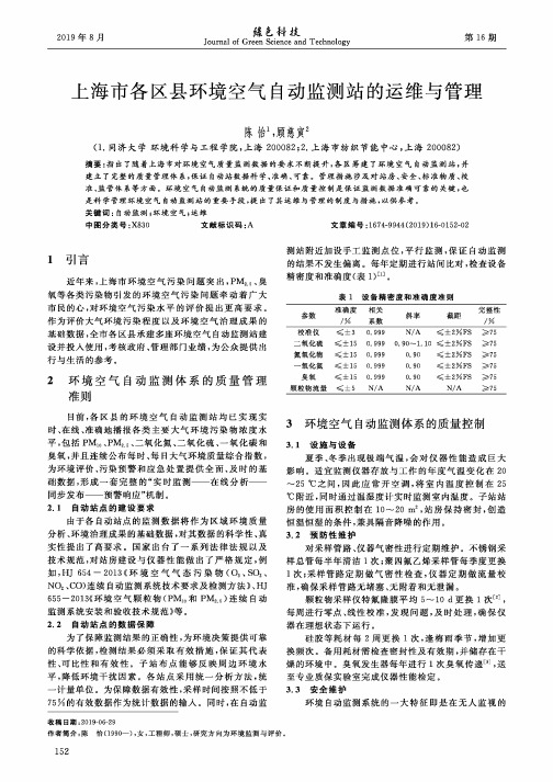 上海市各区县环境空气自动监测站的运维与管理