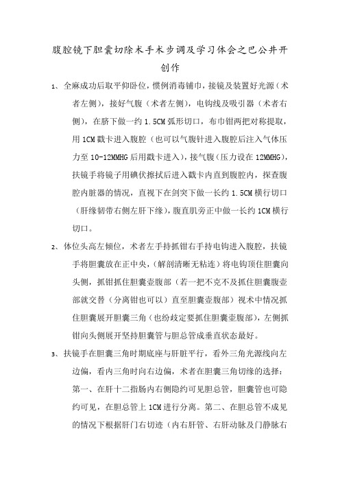 腹腔镜下胆囊切除术手术步骤及学习要点