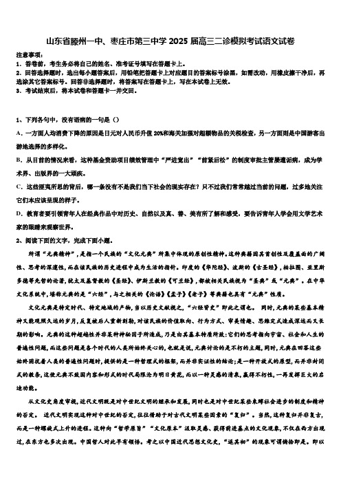 山东省滕州一中、枣庄市第三中学2025届高三二诊模拟考试语文试卷含解析