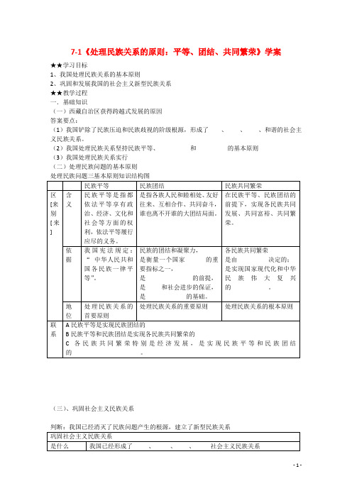 高中政治第七课《我国的民族区域自治制度及宗教政策》精品学案新人教版必修2