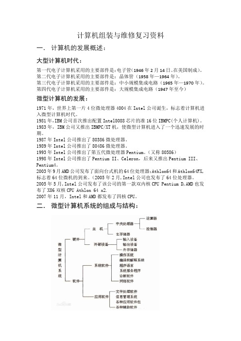 计算机组装与维修复习材料