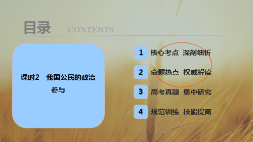 2018年高考总复习 政治学案讲解:必修2 第五单元 课时2 我国公民的政治参与 精品