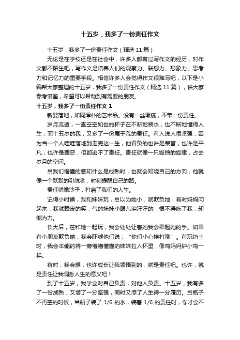 十五岁，我多了一份责任作文