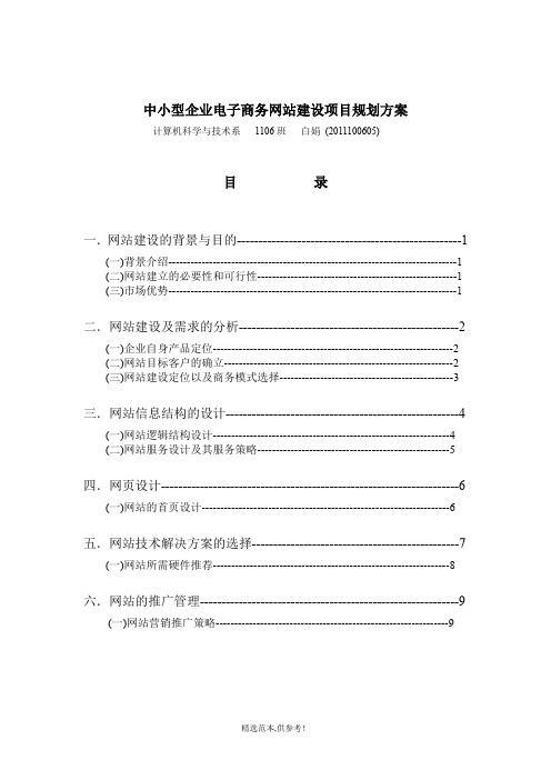 中小企业电子商务网站建设项目规划方案