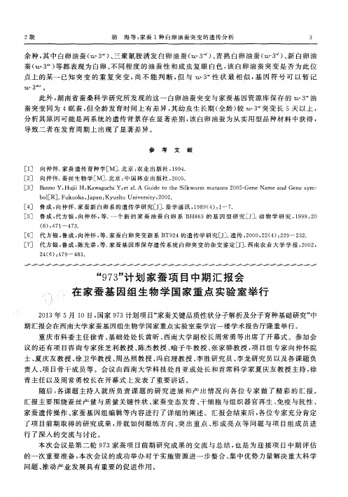 “973＂计划家蚕项目中期汇报会在家蚕基因组生物学国家重点实验室举行