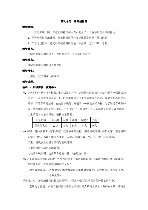 人教版小学数学六年级上册《7扇形统计图》赛课教学设计_0