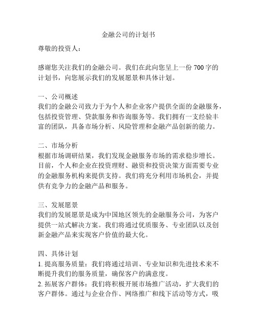 金融公司的计划书