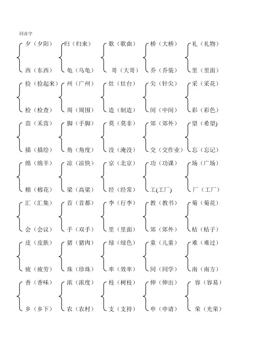 二年级上(同音字、反义词、近义词)