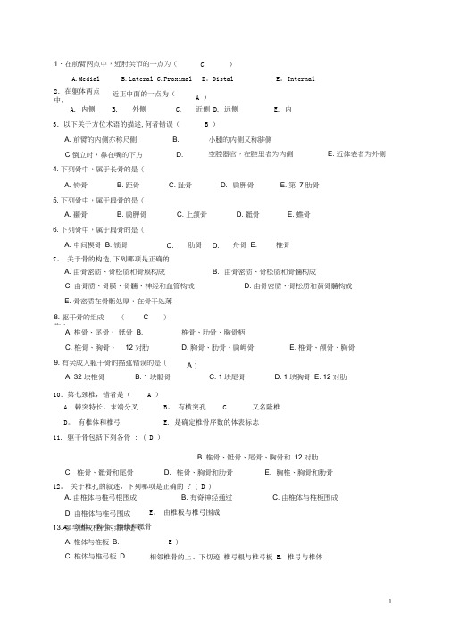 功能解剖学复习题