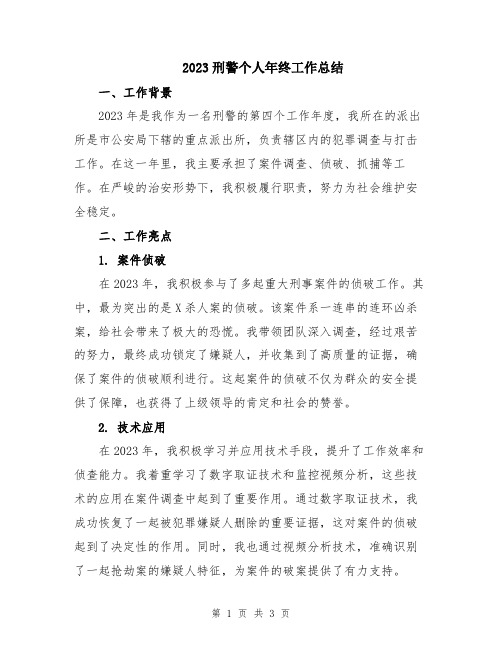 2023刑警个人年终工作总结