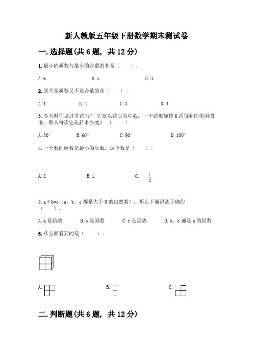 新五年级下册数学期末测试卷附答案(培优A卷)