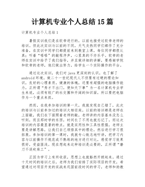 计算机专业个人总结15篇