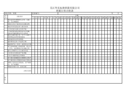 烘箱点检表