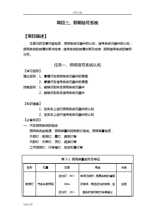 项目三  照明信号系统认知