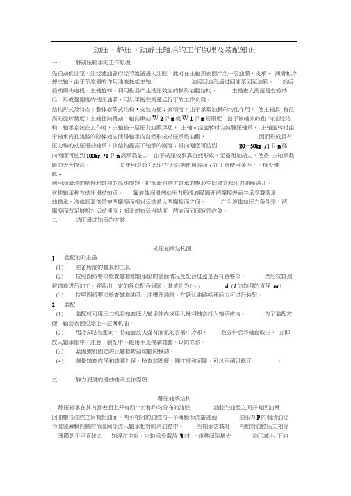 动压、静压、动静压轴承的工作原理及装配知识