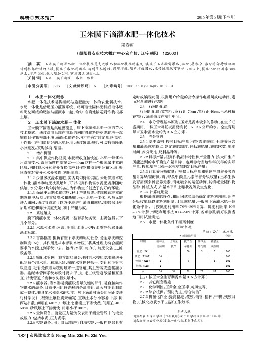 玉米膜下滴灌水肥一体化技术