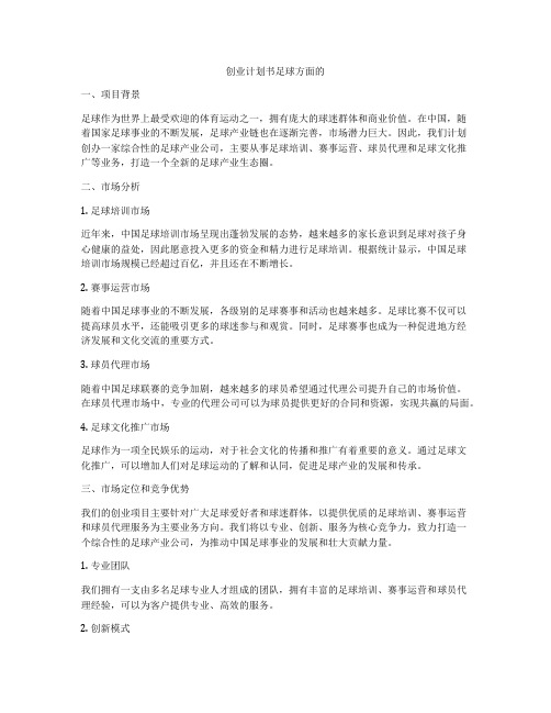 创业计划书足球方面的