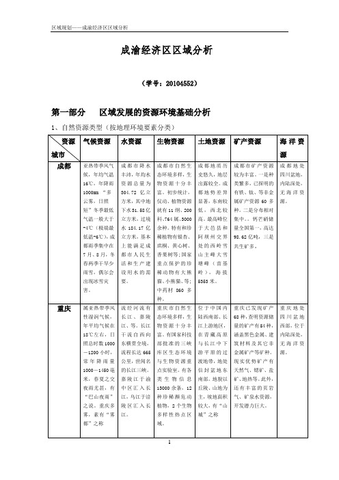 成渝经济区区域分析.