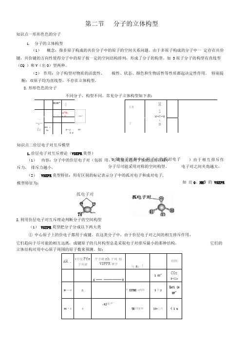 第二节分子的立体构型知识点