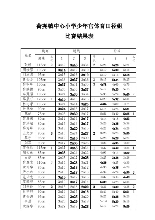 体育各项竞赛计分表