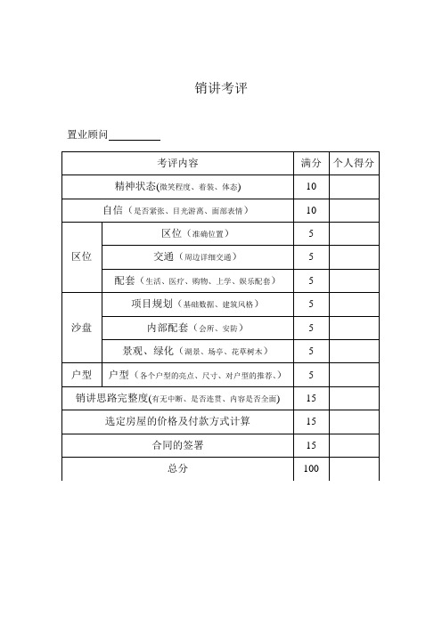 销讲打分表