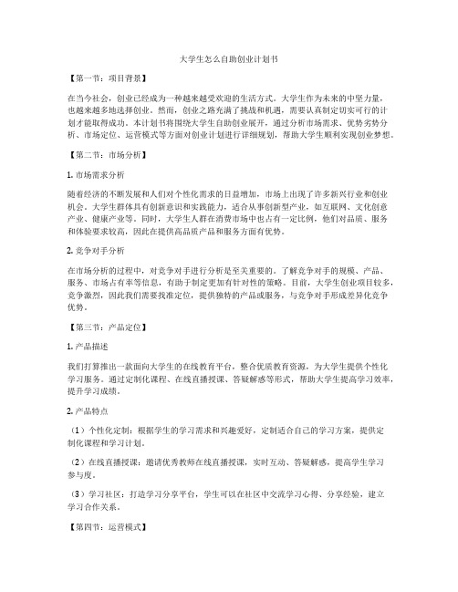 大学生怎么自助创业计划书