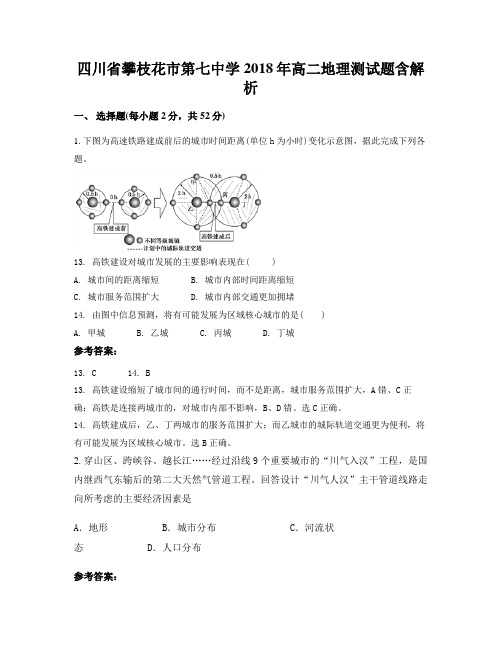 四川省攀枝花市第七中学2018年高二地理测试题含解析