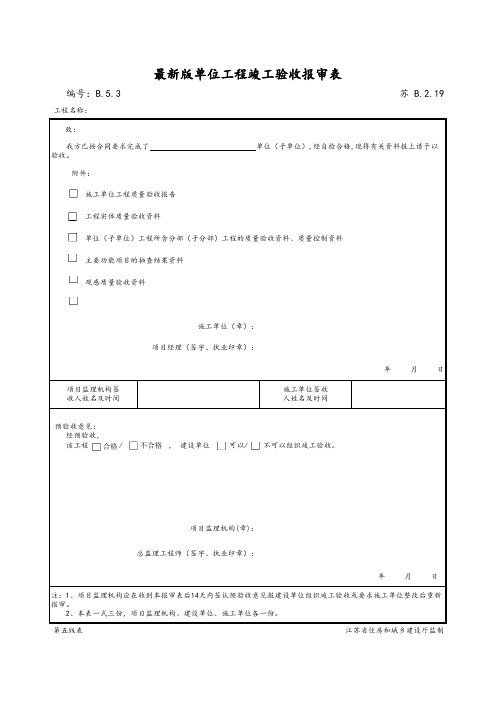 最新版建筑工程单位工程竣工验收报审表