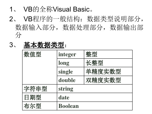 vb知识点复习