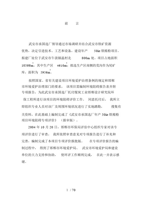 铁矿资源厂环境评价分析报告书