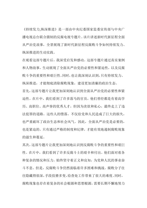 《持续发力,纵深推进》观后感3000字