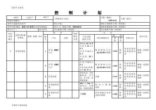 生产控制计划