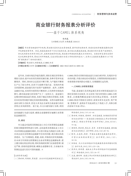 商业银行财务报表分析评价——基于camel体系视角