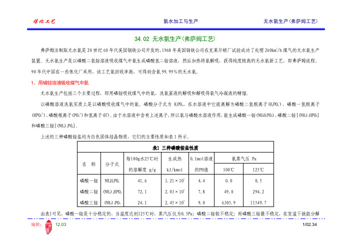 无水氨生产(弗萨姆工艺