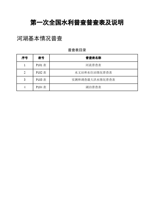 第一次全国水利普查普查表及说明