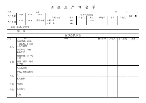 调度会议记录单