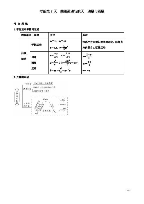 高考物理二轮复习考前第天与航天动量与能量学案