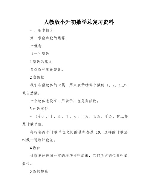 人教版小升初数学总复习资料