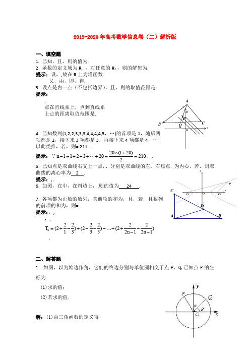 2019-2020年高考数学信息卷(二)解析版