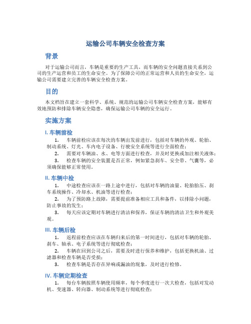 运输公司车辆安全检查方案