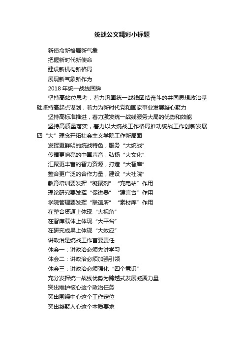 统战公文精彩小标题