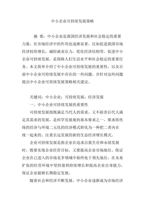 中小企业可持续发展策略