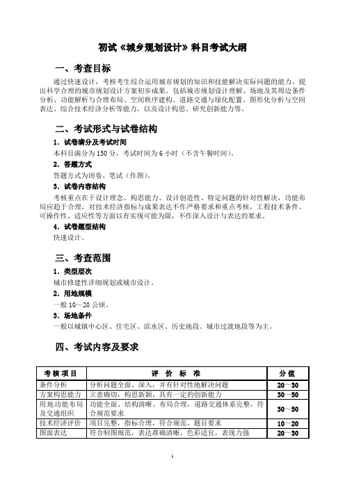 2013年初试502《城乡规划设计》(6小时)科目考试大纲