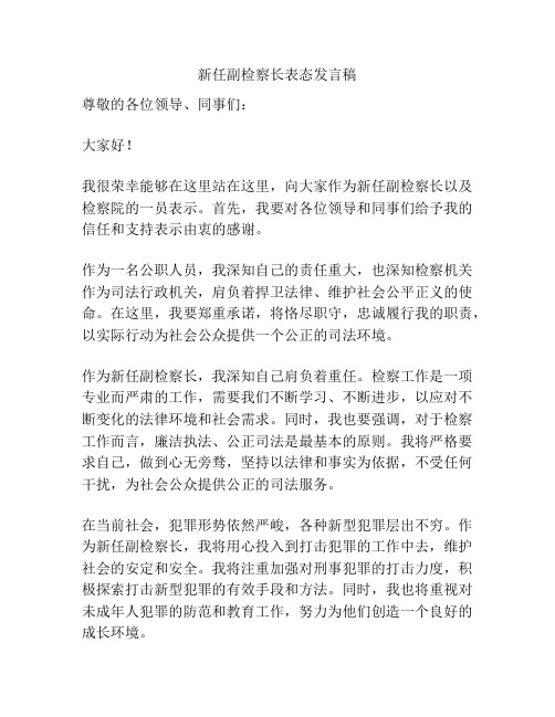 新任副检察长表态发言稿