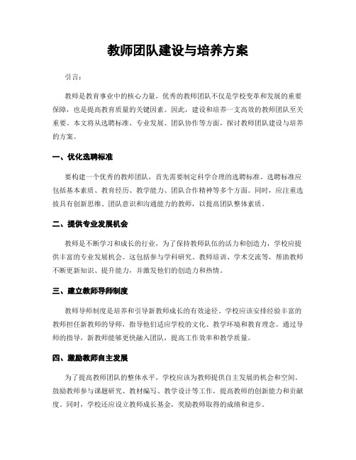 教师团队建设与培养方案