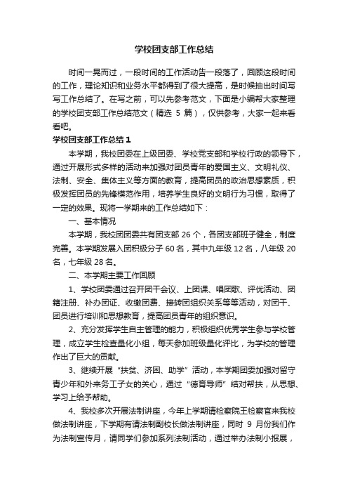 学校团支部工作总结范文（精选5篇）