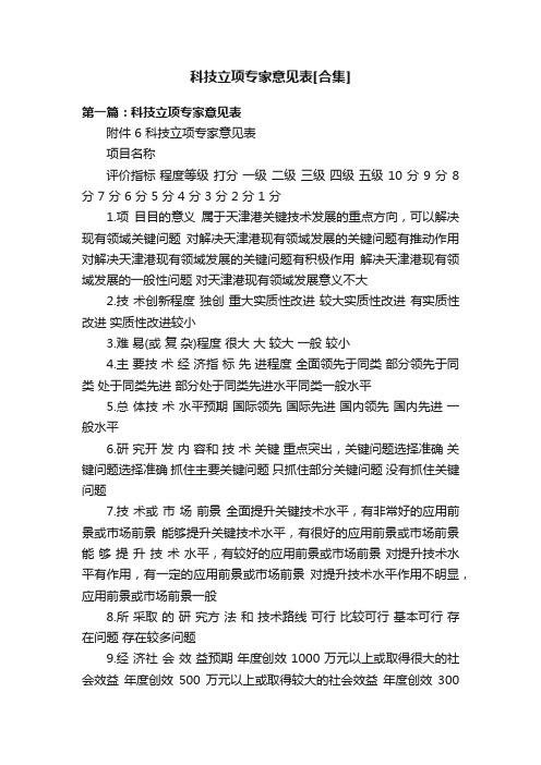 科技立项专家意见表[合集]